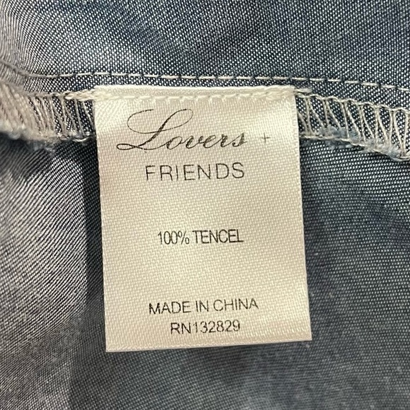 Lovers + Friends Denim Washed Ashore Flutter Sleeve Lace Up Dress Size S - Picture 13 of 13